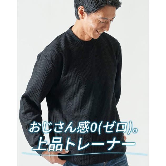 トレーナー メンズ ニット 秋 冬 ニットソー 50代 長袖 スリムフィット