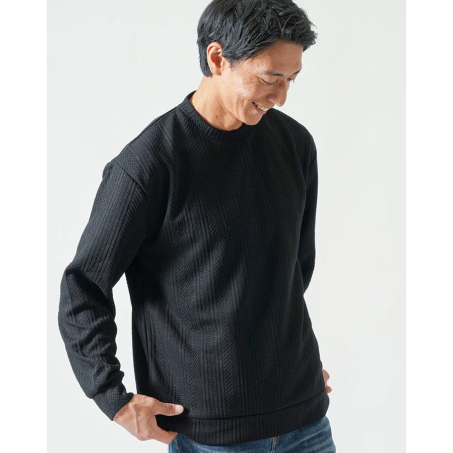 トレーナー メンズ ニット 秋 冬 ニットソー 50代 長袖 スリムフィット