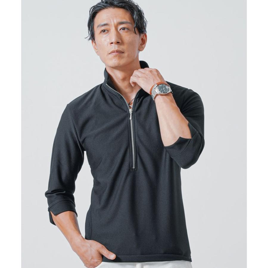 ポロシャツ 7分袖 メンズ 立ち襟 七部袖 七分袖 夏 7部袖 5部袖 五  