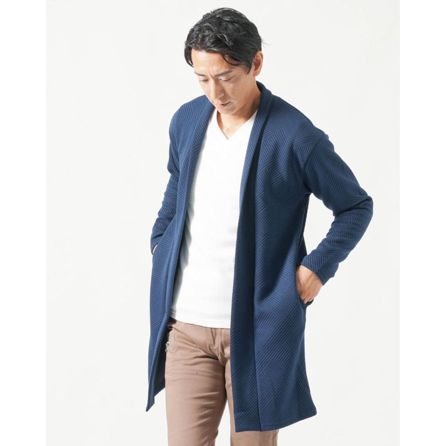 大きいサイズ ショールカラー ロング ニットカーディガン ブルー 青 リブ 素敵 ショールカラー ロングカーディガン カーディガン 冬 メンズ メンズ秋