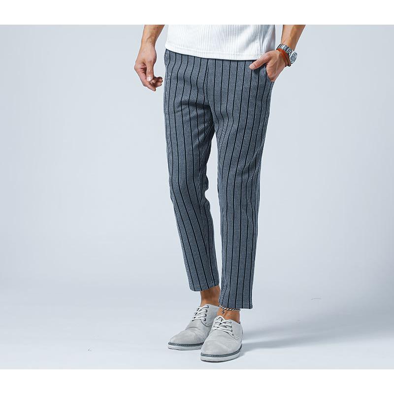 100 正規品 イージーパンツ メンズ アンクルパンツ スリムパンツ テーパード ストレッチ 細身 ストライプ 秋 冬 服 30代 40代 50代 Avmap Gr