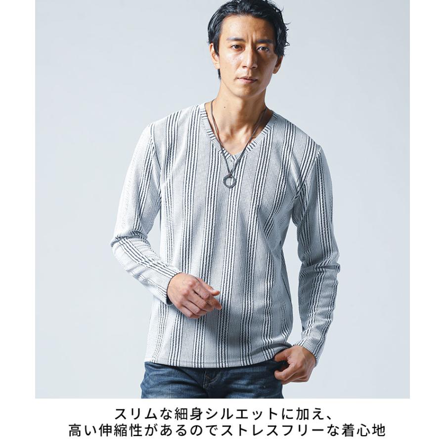 vネック 長袖tシャツ カットソー メンズ イケオジファッション ちょい