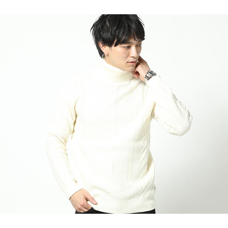 ニット メンズ タートルネック 白タートル ストレッチ セーター 秋冬 70 4372 63 Menz Style 通販 Yahoo ショッピング