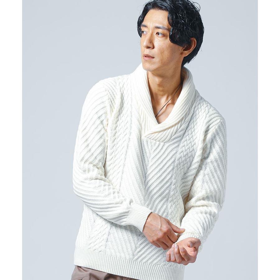 ショールカラー 冬物ニット メンズ ニット 50代 セーター 40代 冬 秋