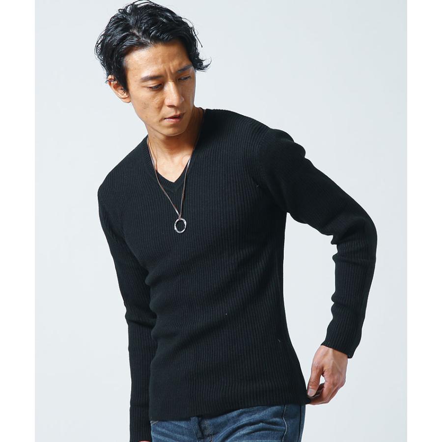 リブ編み 黒 長袖 トップス styling/ 黒 リブ編み 長袖 トップス 【公式通販】