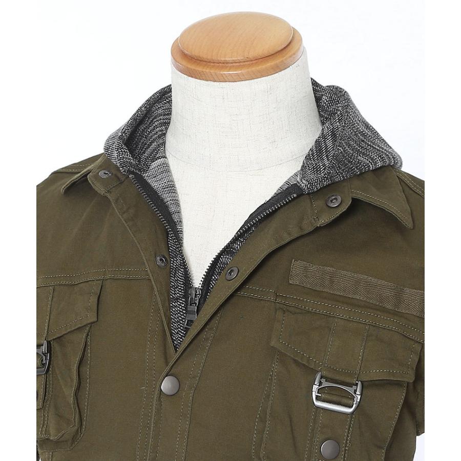 パーカー メンズ シャツ レイヤード ミリタリー 5分袖 フェイクレイヤードダブルジップミリタリー５分袖シャツパーカー 79 172 9690ms Menz Style 通販 Yahoo ショッピング