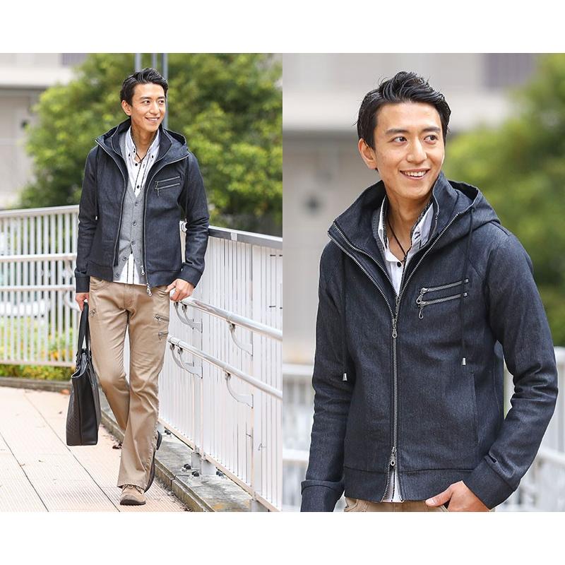 パーカー ジャケット アウター メンズ フェイクレイヤードダブル