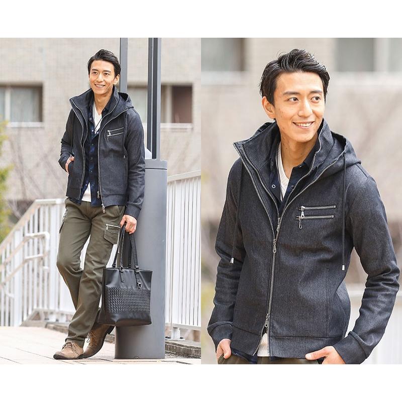 パーカー ジャケット アウター メンズ フェイクレイヤードダブル