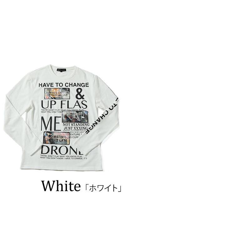 カットソー メンズ トップス Tシャツ 長袖 クルーネック プリント