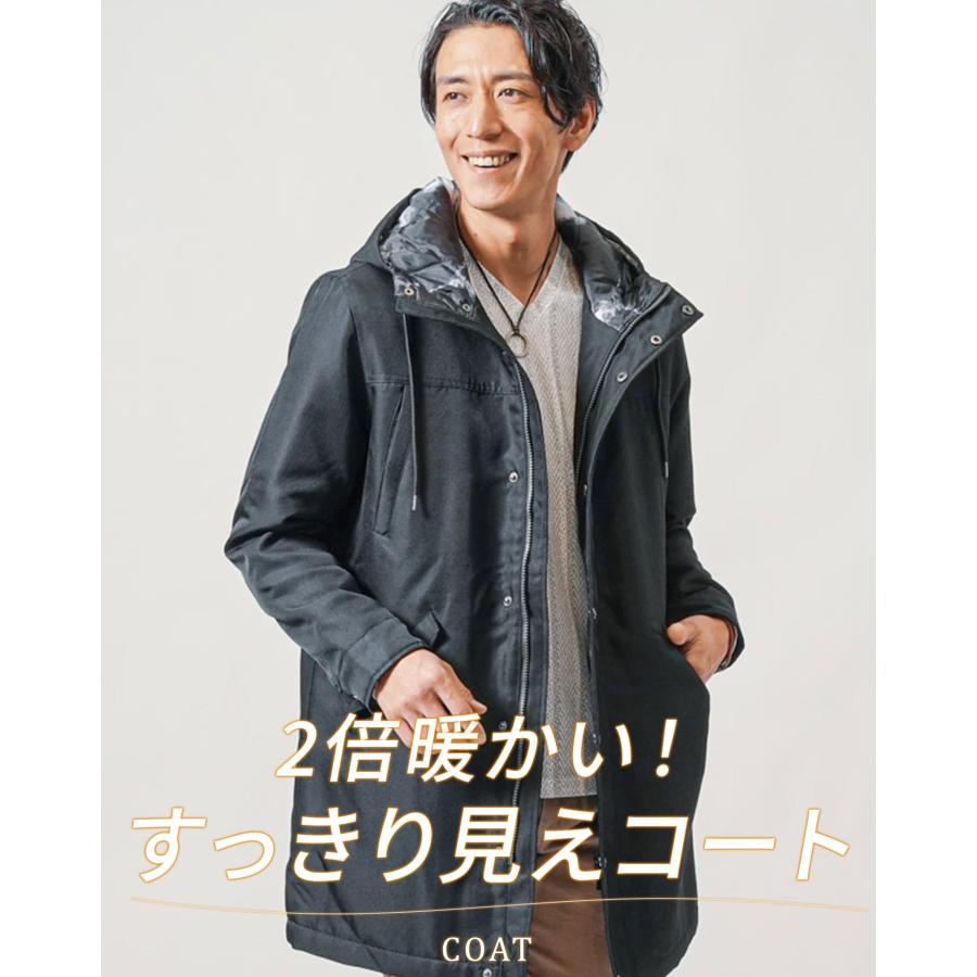 ハーフコート メンズ 50代 中綿コート 中綿ジャケット 秋 冬 ロング
