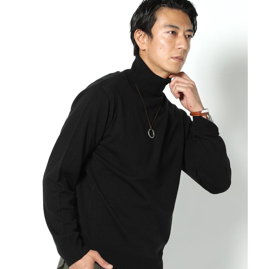 ハイネック セーター 黒 長袖 リブニット タートルネック メンズ 黒 白 ニット セーター