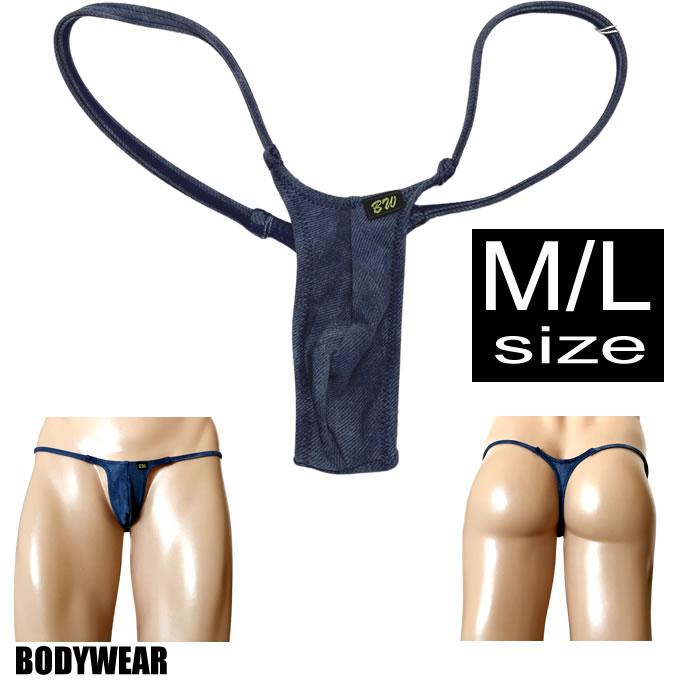 BODYWEAR メンズビキニ ムラ染めデニム柄 ウルトラマイクロ Tバック 1001237 | 