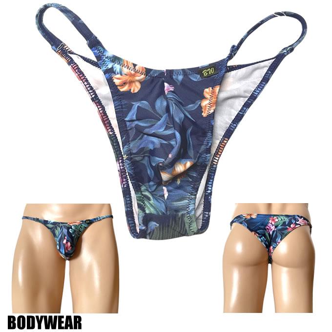 BODYWEAR メンズビキニ ダークハイビスカス サイドストリング ハーフ