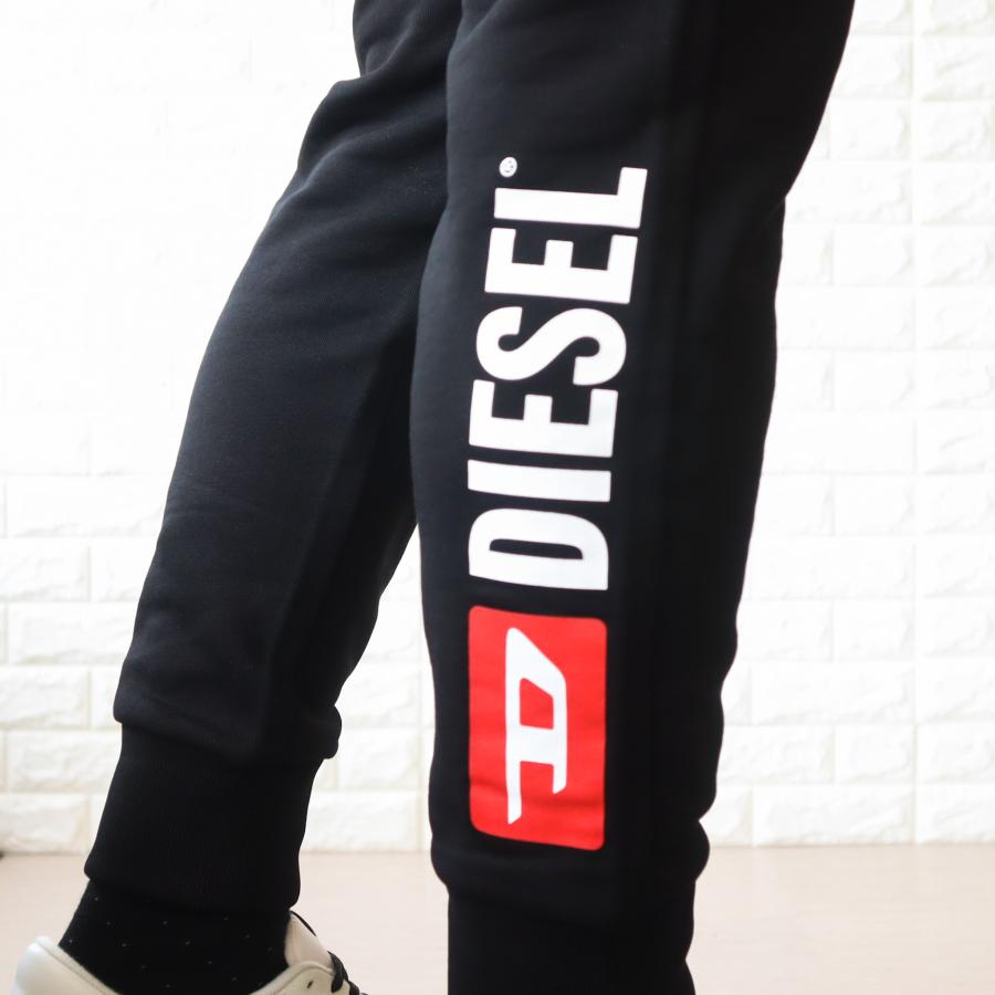 【並行輸入品】ディーゼル ジョガーパンツ メンズ ブラック ホワイト 黒 白 DIESEL スウェットパンツ ロゴ A09748 RIAJH 900の画像