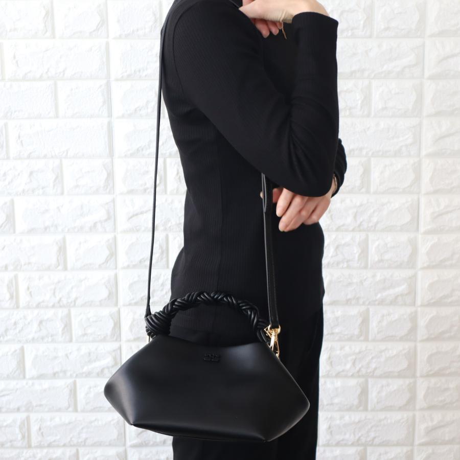 【並行輸入品】ガニ― ハンドバッグ ショルダーバッグ レディース ブラック グレージュ 黒 ロゴ 2WAY Bou Bag Small ショルダー付 GANNI A5241の画像