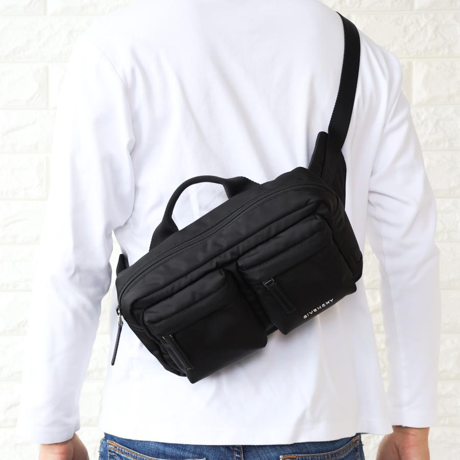 【並行輸入品】GIVENCHY ジバンシー クロスボディバッグ メンズ ブラック メタルロゴ ナイロン BK50F8K1ZL 001の画像