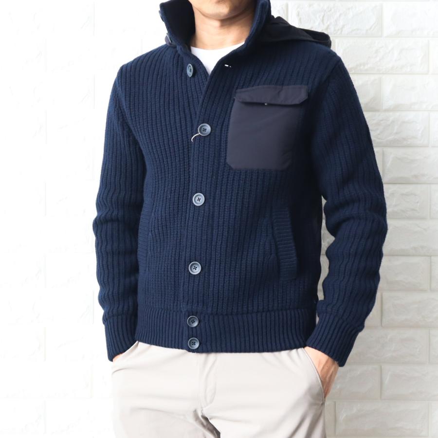 HERNO ヘルノ ブルゾン メンズ ネイビー ニット コンビ スタンド HERNO ヘルノ ブルゾン メンズ ネイビー ニット コンビ スタンド