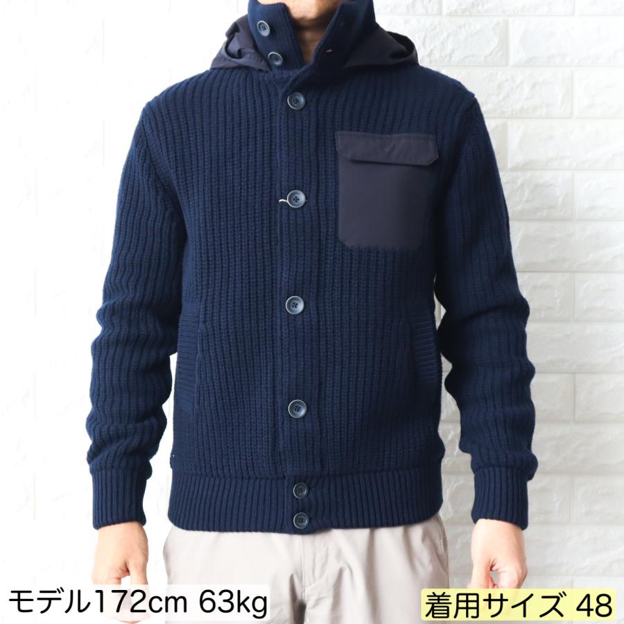 HERNO ヘルノ ブルゾン メンズ ネイビー ニット コンビ スタンド HERNO ヘルノ ブルゾン メンズ ネイビー ニット コンビ スタンド