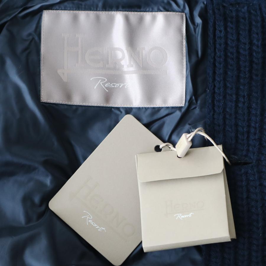 HERNO ヘルノ ブルゾン メンズ ネイビー ニット コンビ スタンド HERNO ヘルノ ブルゾン メンズ ネイビー ニット コンビ スタンド