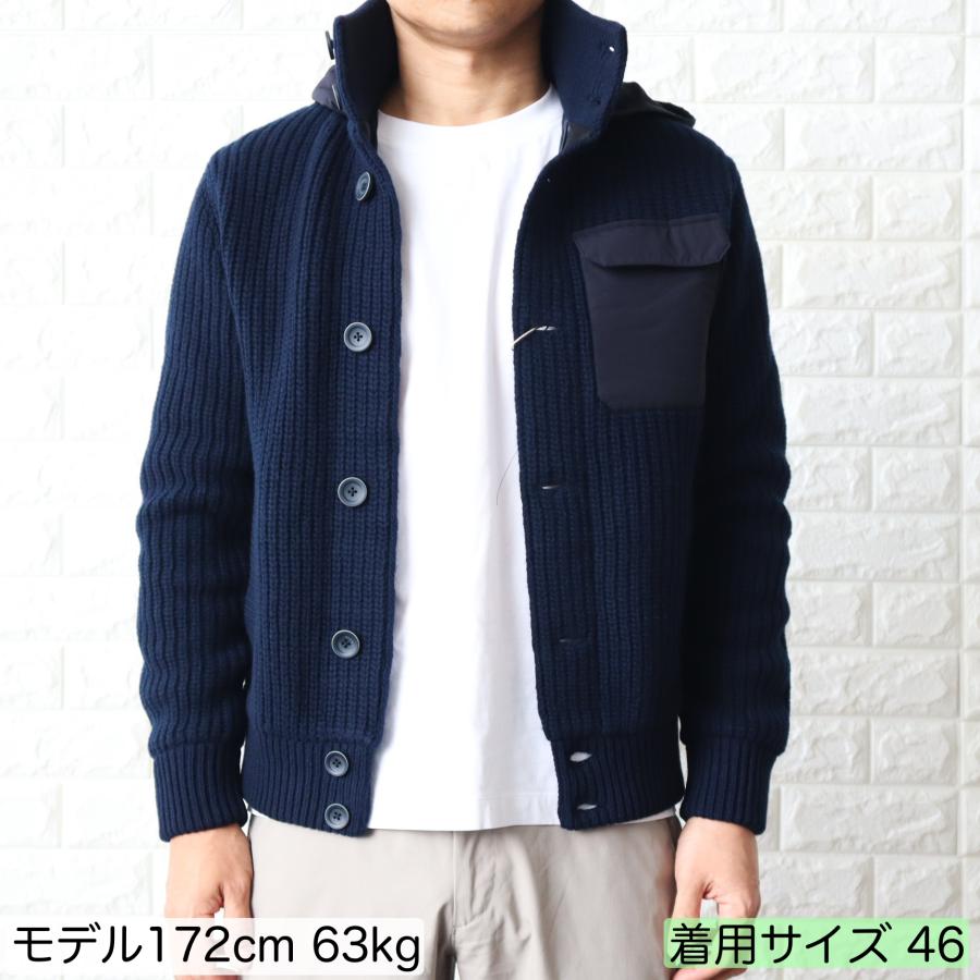 HERNO ヘルノ ブルゾン メンズ ネイビー ニット コンビ スタンド HERNO ヘルノ ブルゾン メンズ ネイビー ニット コンビ スタンド