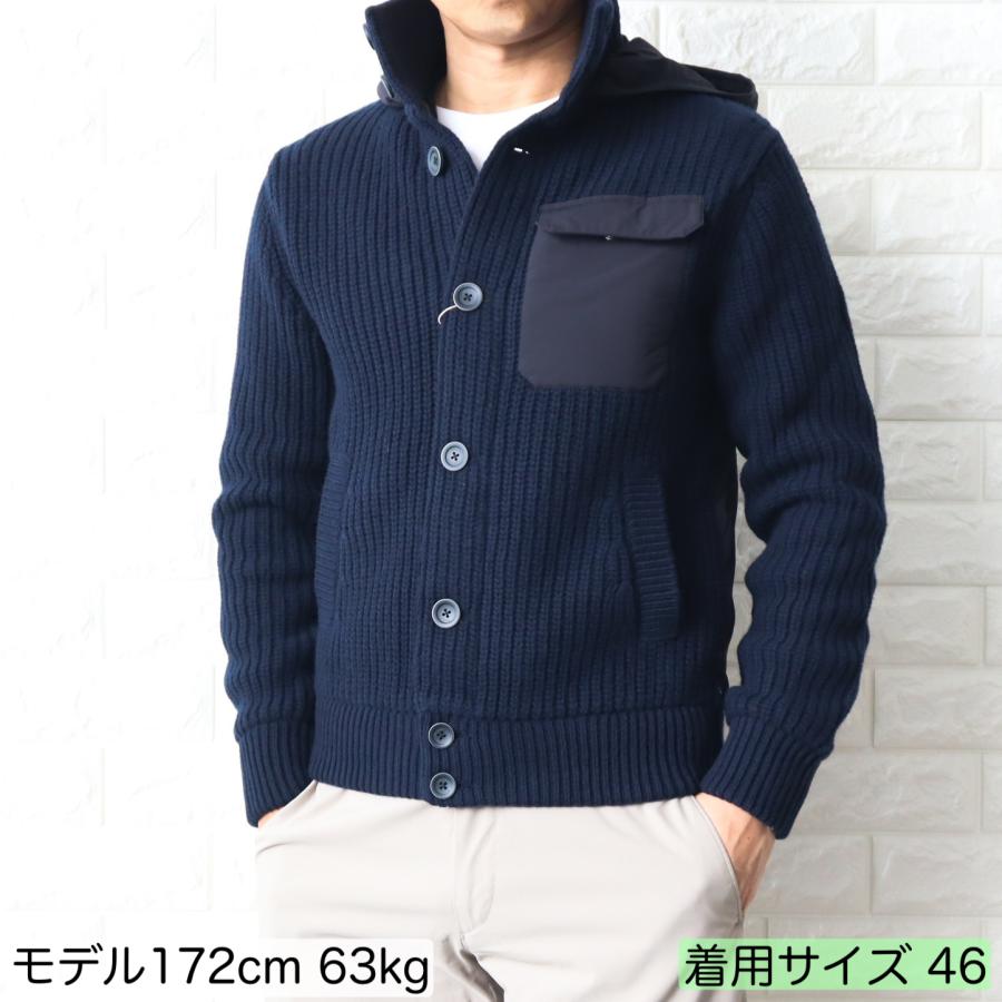 HERNO ヘルノ ブルゾン メンズ ネイビー ニット コンビ スタンド HERNO ヘルノ ブルゾン メンズ ネイビー ニット コンビ スタンド