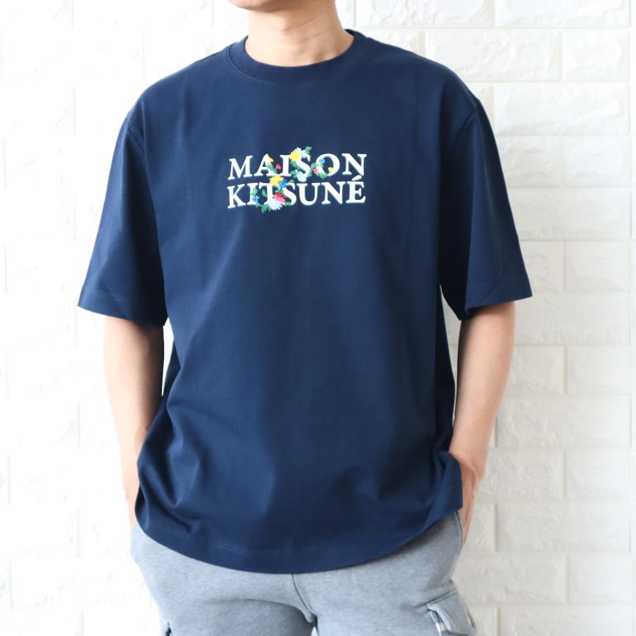 新品タグ付き　メゾンキツネ　ネイビー　半袖Tシャツ　 Sサイズ MAISON KITSUNE' - MAISON KITSUNE / メゾンキツネ | 新タグ