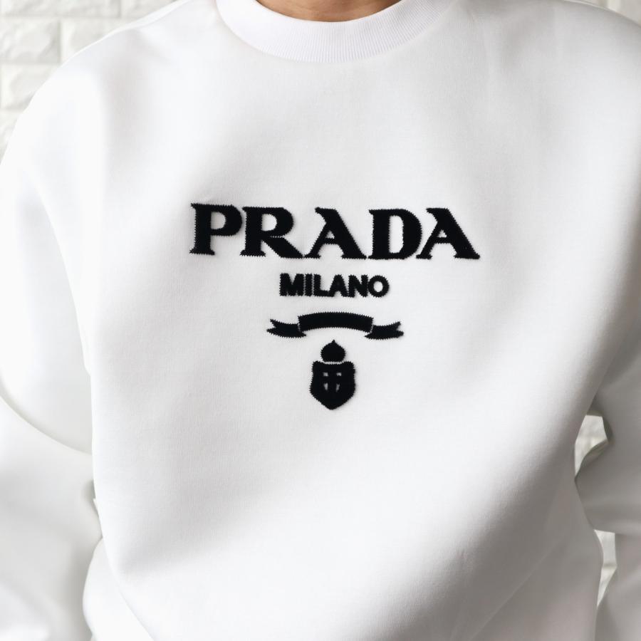 PRADA プラダ ロゴ スウェットシャツ トレーナー メンズ 立体刺繍ロゴ WHITE ホワイト UJL207 1Z54 F0009 オーバーサイズ  テクニカルコットン