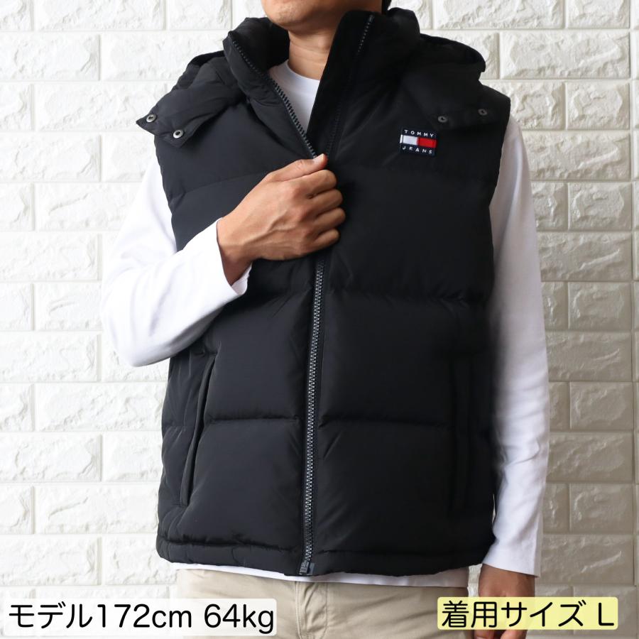 ダウンベスト メンズ トミージーンズ ロゴ オーバーサイズ ブラック 