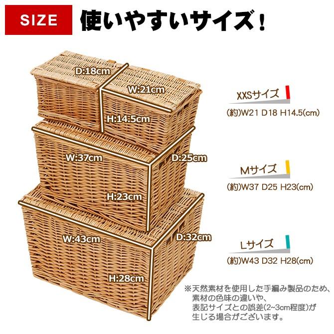 蓋付き箱カゴ 2個セット かご バスケット 収納 フタ付き 収納ボックス S・XSサイズ2個セット 内