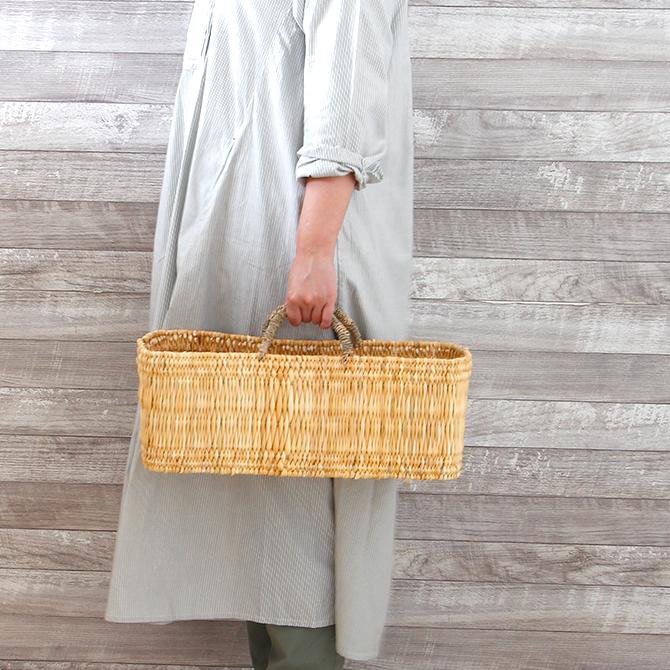 カゴ　　つづら　　収納　　　　美品 ストロー 横長 かご Lサイズ/ バスケット カゴ 収納かご 収納