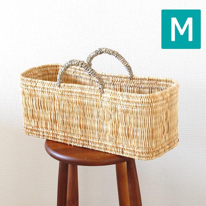 ストロー 横長 かご Mサイズ/ バスケット カゴ 収納かご 収納
