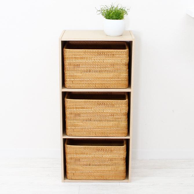 ベトナムラタン製 アジアン 収納バスケット /カラーボックス インナー