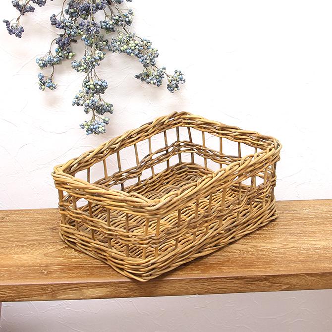 ★ナチュラルアラログバスケット★ アラログ スクエア バスケットS かご バスケット 籐製 収納 カゴ