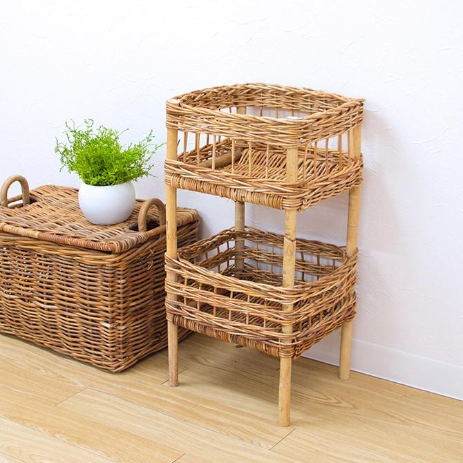 アラログ2段バスケット アラログ ラタン フィリピン かご バスケット