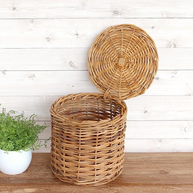 アラログフタ付きラウンドL /アラログ ラタン フィリピン かご