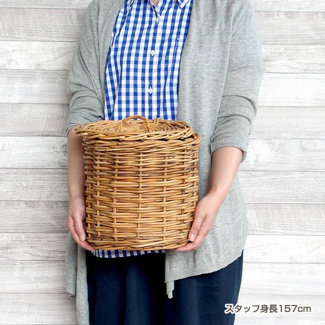 アラログフタ付きラウンドL /アラログ ラタン フィリピン かご