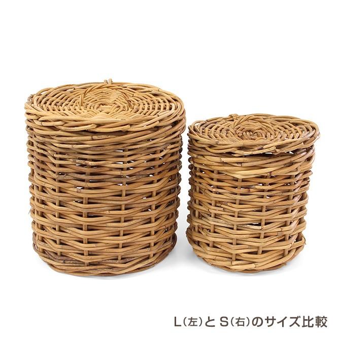 アラログフタ付きラウンドL /アラログ ラタン フィリピン かご