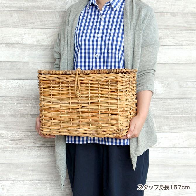 アラログフタ付きスリムバスケットL /アラログ ラタン かご 籐製 ふた