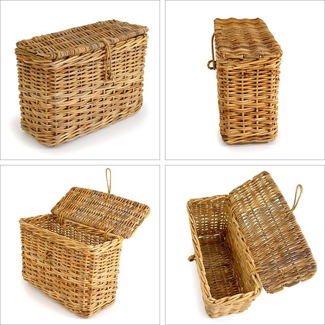 アラログフタ付きスリムバスケットL /アラログ ラタン かご 籐製 ふた