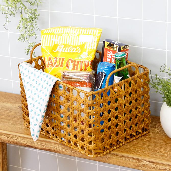 ユティルオクタ レクトバスケット / 収納 PP 持ち手 カゴバッグ 八つ目