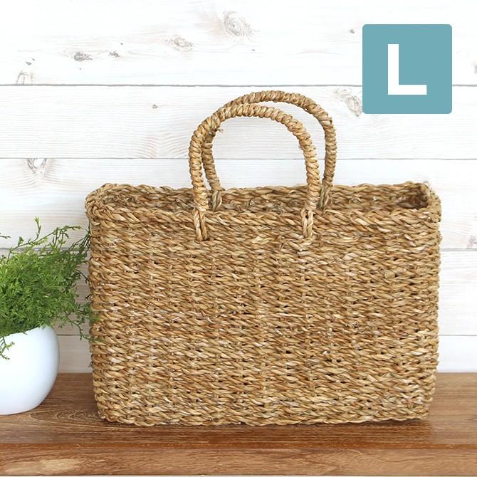 ホグラ スクエア シンプル かご バッグ Lサイズ メルカド カゴ