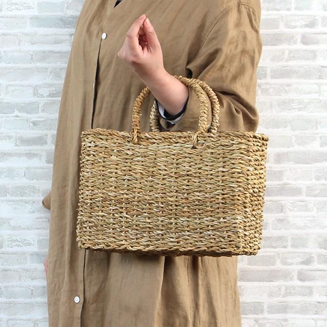 ホグラ スクエア シンプル かご バッグ Mサイズ メルカド カゴ