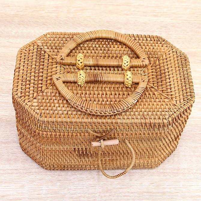 ベトナムラタン製 アジアンバニティかごバッグ ※バスケット かご 収納