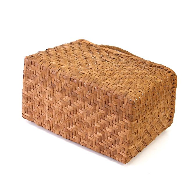 7日間返品OK☆ 山葡萄 かご バッグ ボックス型 六つ目編みハンドル