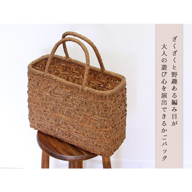 山葡萄 かごバッグ 大 乱れ編み トートバッグ 7日以内返品送料