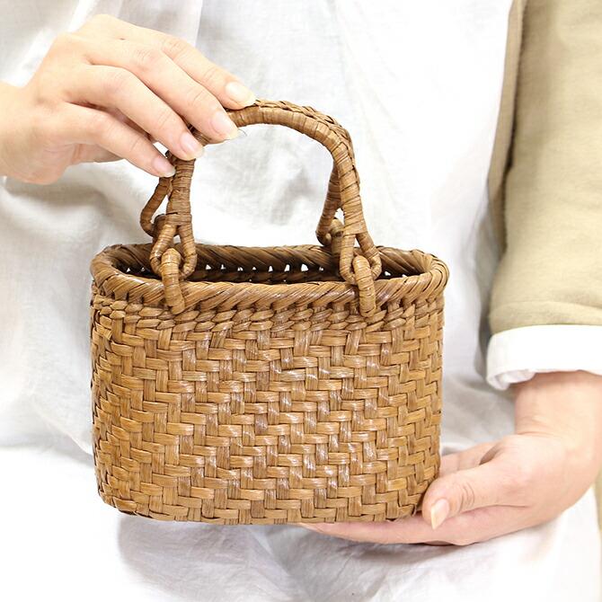 山葡萄 かごバッグ ミニ 網代編み 楕円底 7日以内返品送料無料 かご
