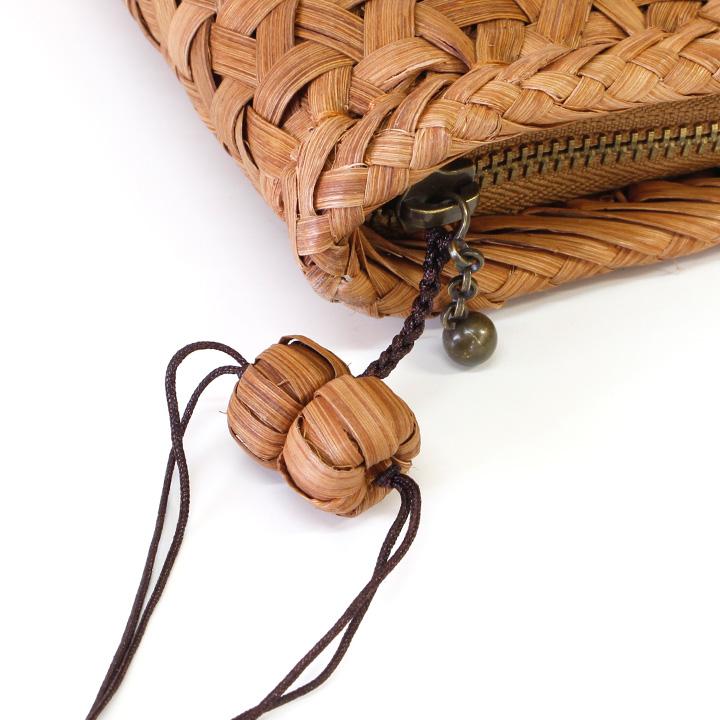 新品　山葡萄手編み財布　山ぶどう長財布 楽天市場】山葡萄 六角花編みウォレット ファスナー長財布