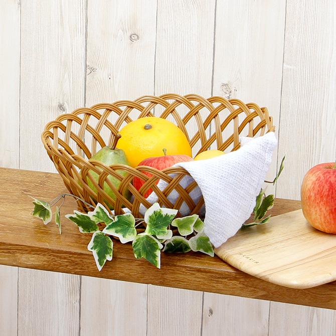 PP ラタン風 手編み丸かご/ かご バスケット おしゃれ かわいい 収納
