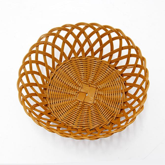 籐製円形バスケット 編み込みデザイン 紅籐やらい編みバスケットバッグM(内張り)｜BP-003 | 籐家具職人の店