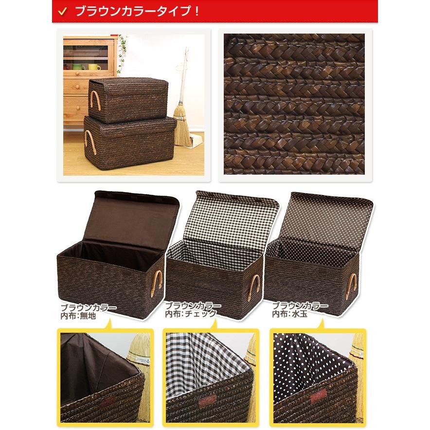 フタ付き 収納 かご バスケット L＆LL 2個セット (ストロー製) 収納